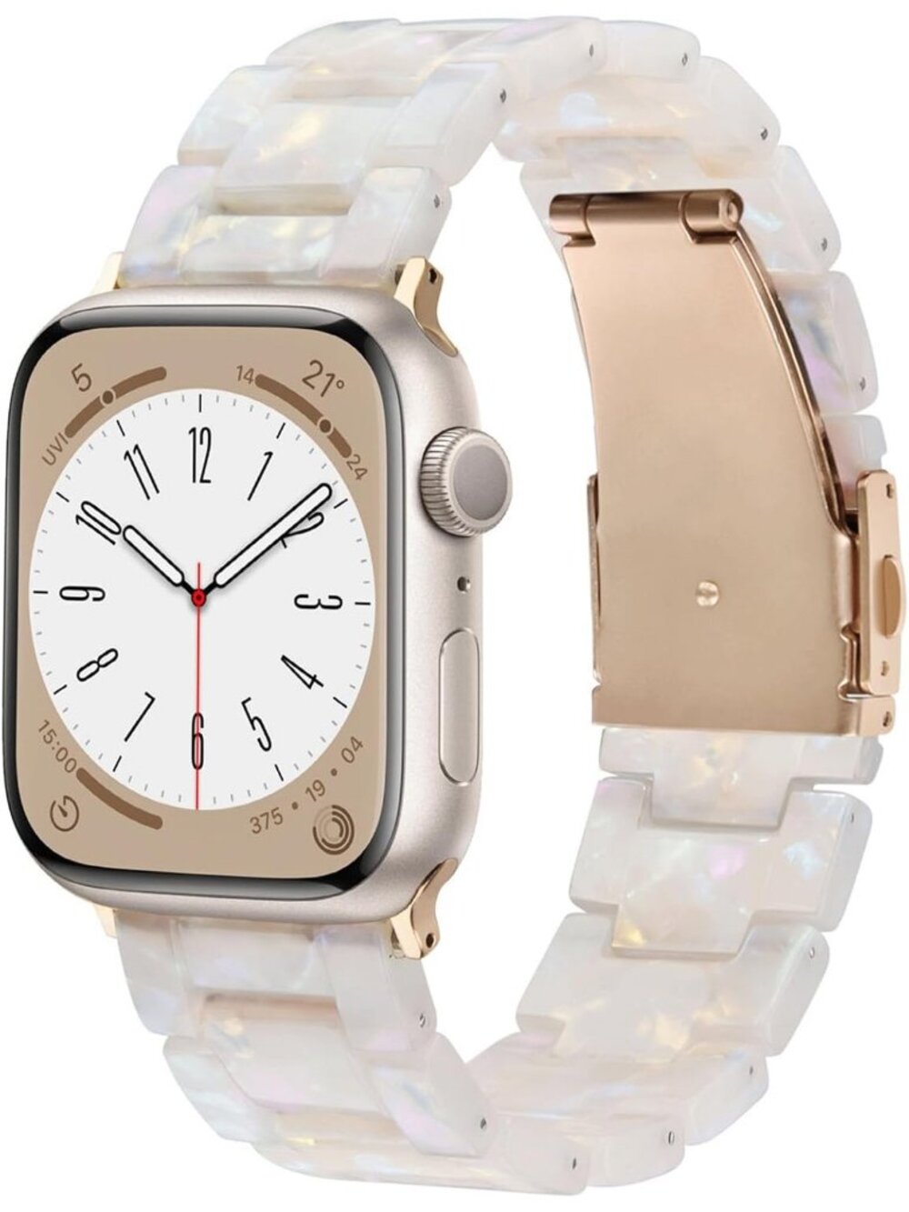 Women's Fluorescent White Featherlight Resin Apple Band Lightweight Wrist Watch